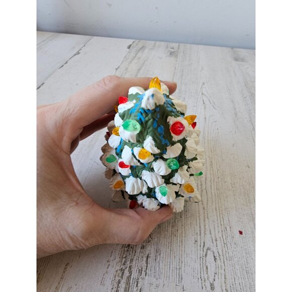 Vintage plaster light tree unique village Xmas decor - Picture 9 of 10